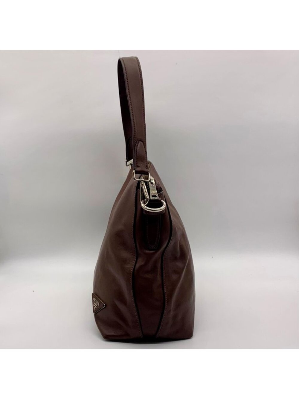 Prada Brown Cervo Leather Hobo Bag - Picture 4 of 16